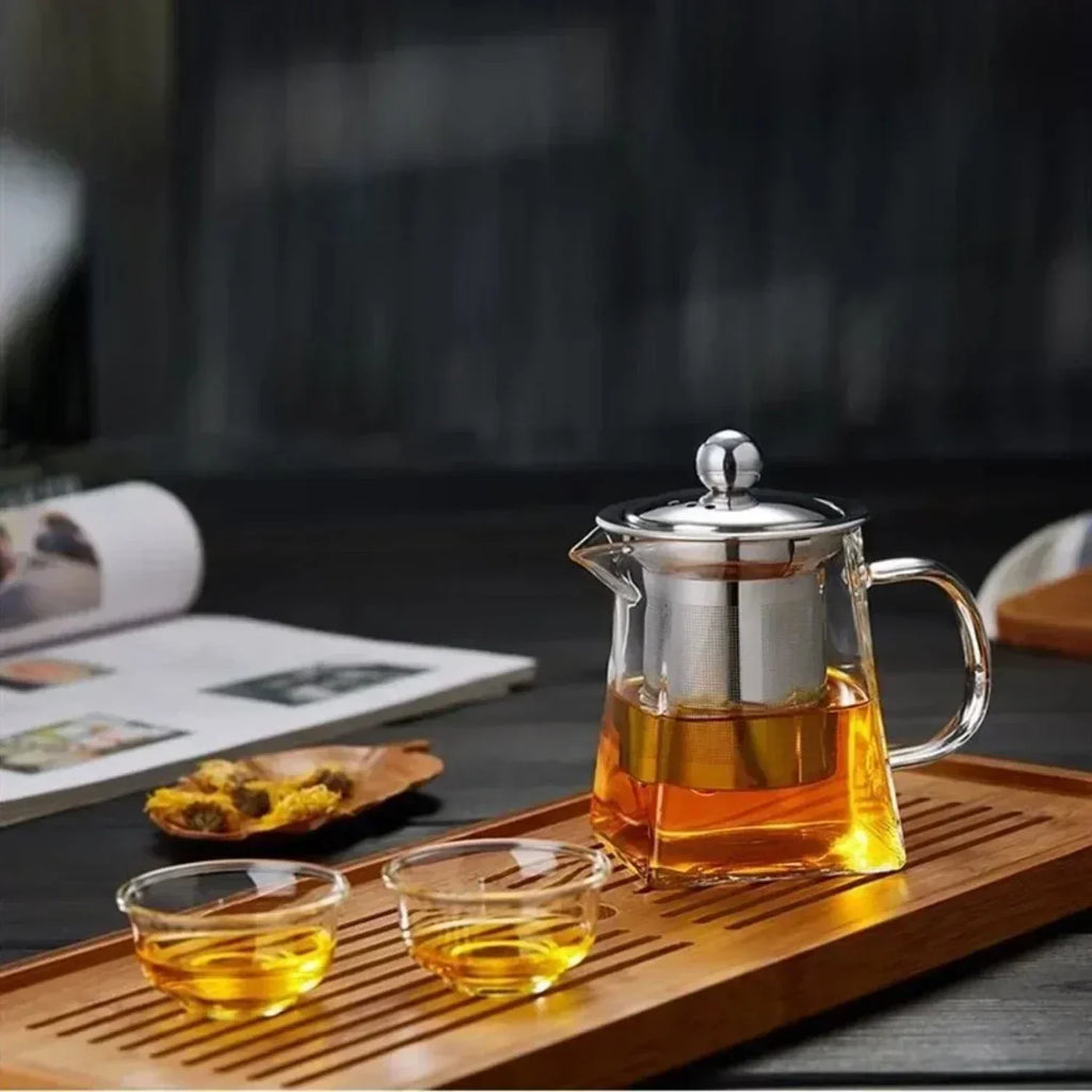 Elegante Glasteekanne und Wasserkocher mit Teesieb – Perfektes Tee-Set zum Aufbrühen für Küche, Esszimmer und Zuhause