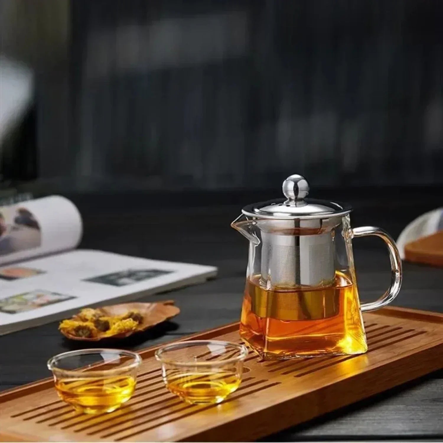 Elegante Glasteekanne und Wasserkocher mit Teesieb – Perfektes Tee-Set zum Aufbrühen für Küche, Esszimmer und Zuhause