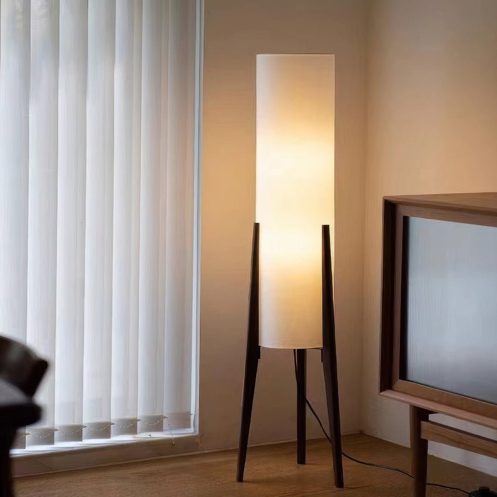 Nordora Nordic Floor Lamp With Walnut Wood Base And Dimmable LEDs For Home
