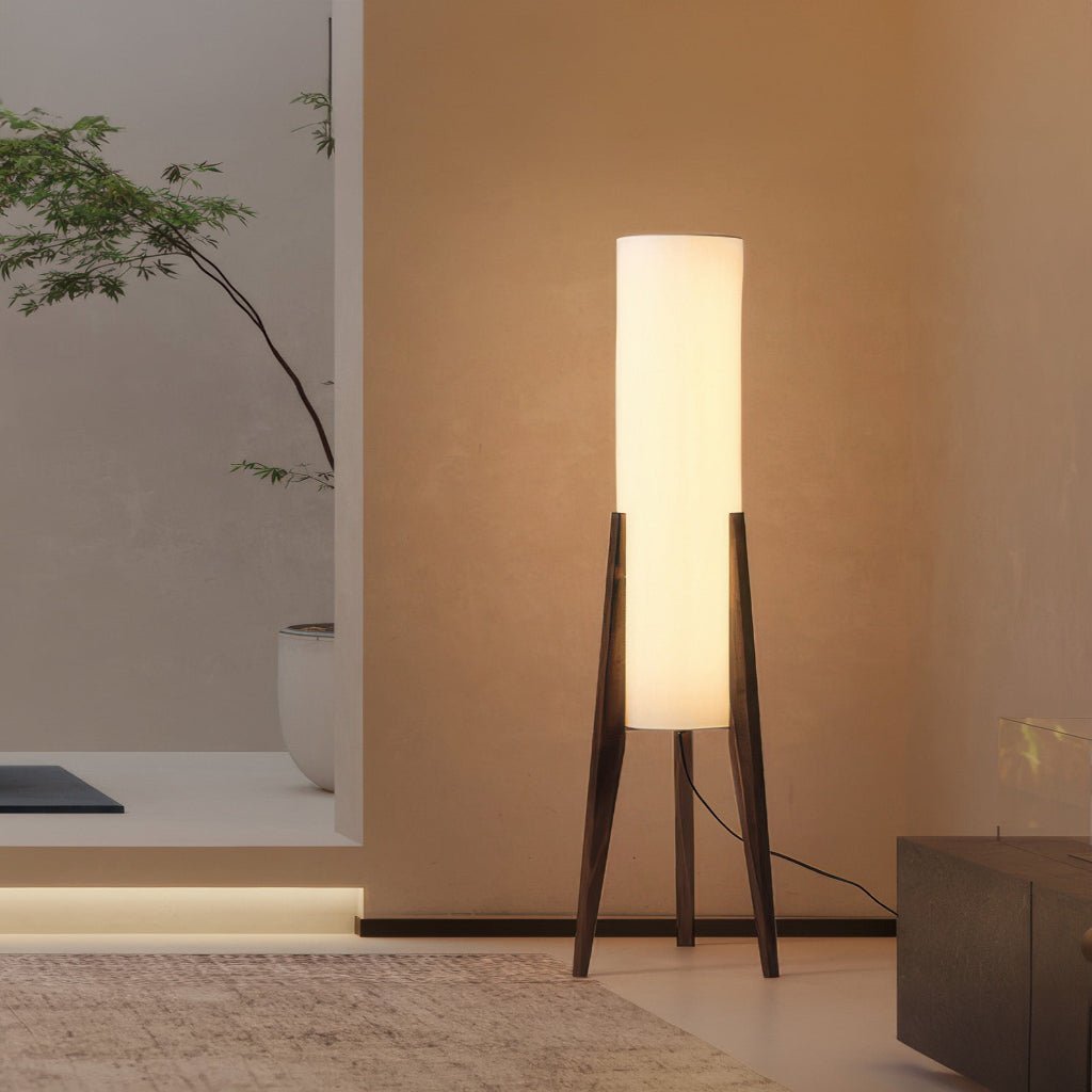 Nordora Nordic Floor Lamp With Walnut Wood Base And Dimmable LEDs For Home