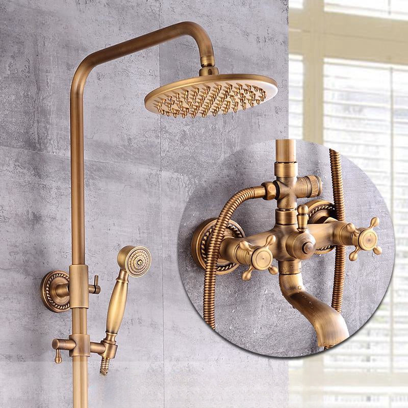 Retro Kupfer Duschset mit Messinghahn und praktischen Duschen