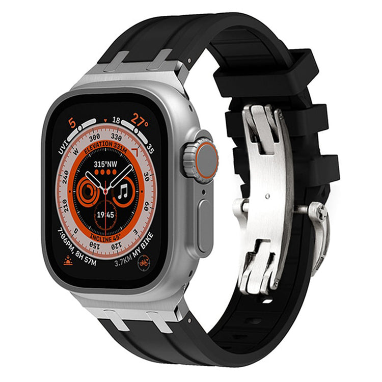 高級APメタルヘッドバタフライバックルシリコンバンド Apple Watch用
