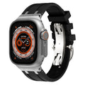 高級APメタルヘッドバタフライバックルシリコンバンド Apple Watch用
