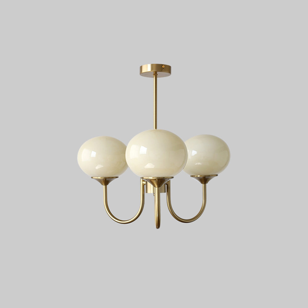 Valentina Retro Art Deco Globe Chandelier, White/Pink/Beige - Neutralighting