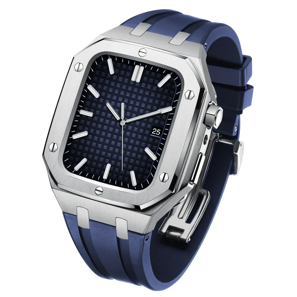 AP9009 silikonový řemínek s pouzdrem z nerezové oceli 316L pro Apple Watch