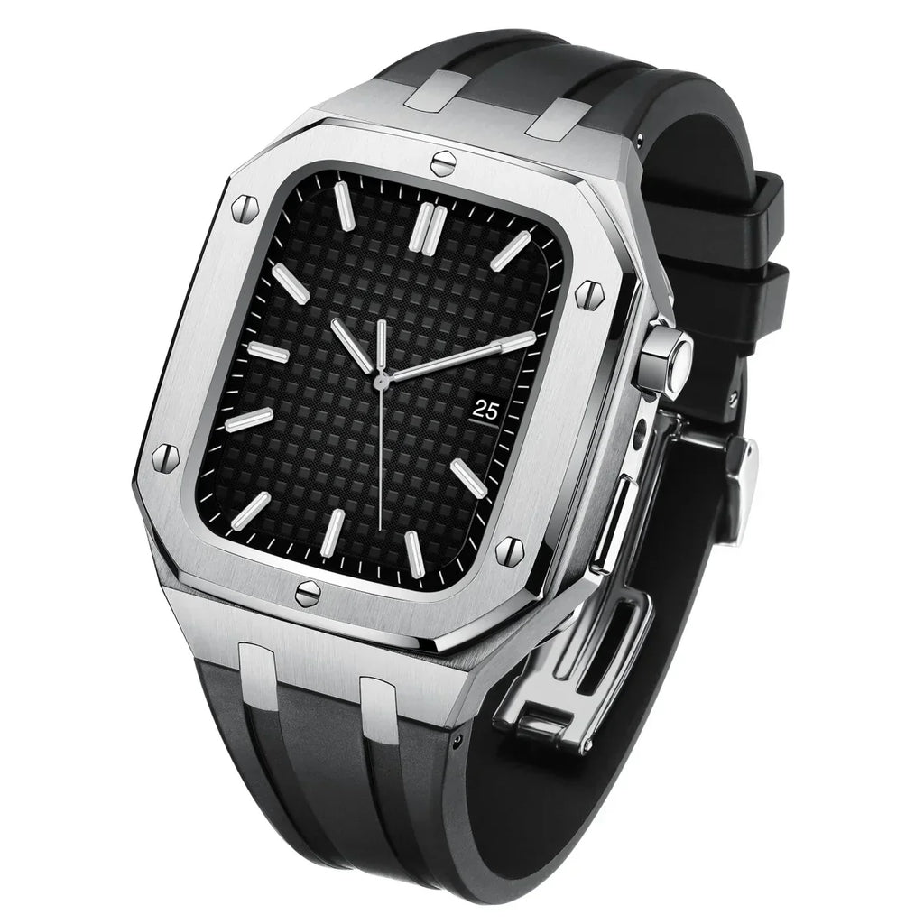 AP9009 silikonový řemínek s pouzdrem z nerezové oceli 316L pro Apple Watch