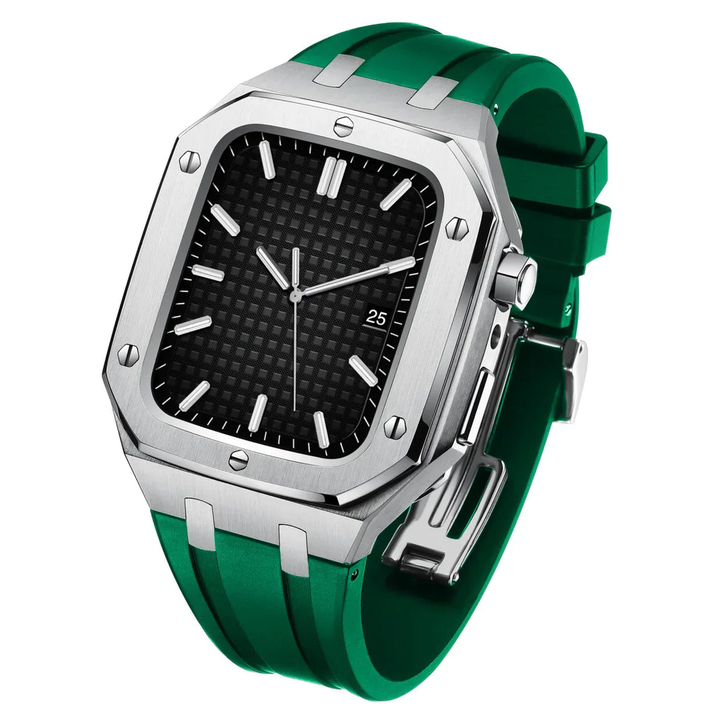 AP9009 silikonový řemínek s pouzdrem z nerezové oceli 316L pro Apple Watch