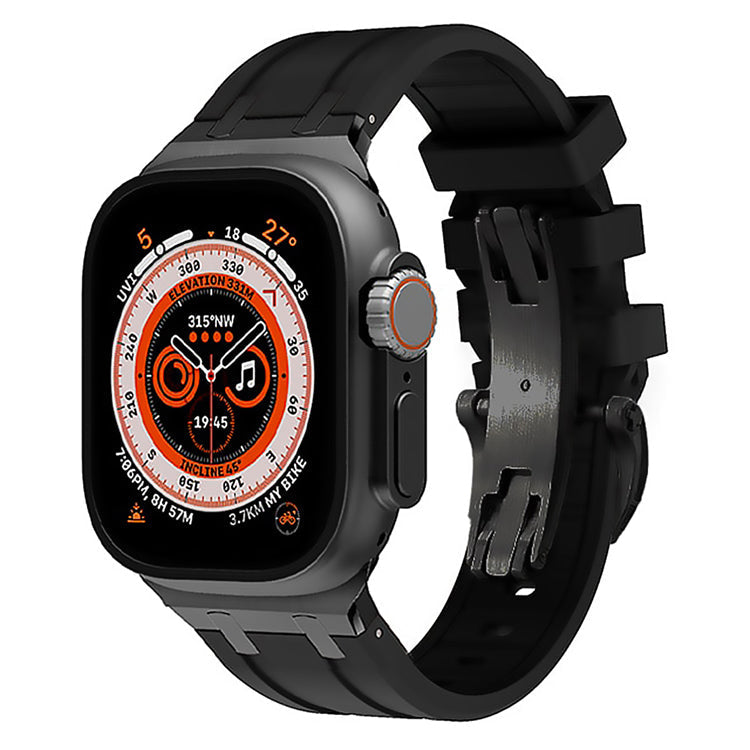 高級APメタルヘッドバタフライバックルシリコンバンド Apple Watch用