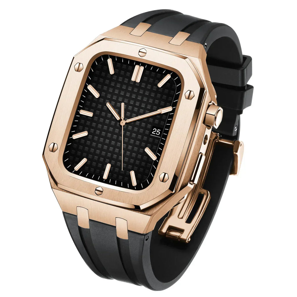 AP9009 silikonový řemínek s pouzdrem z nerezové oceli 316L pro Apple Watch