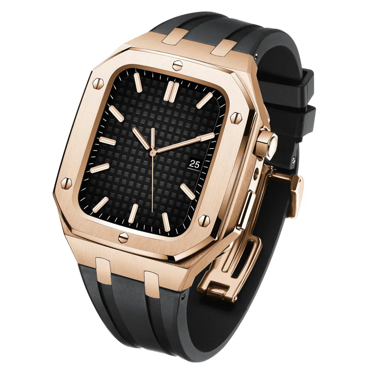 AP9009 silikonový řemínek s pouzdrem z nerezové oceli 316L pro Apple Watch