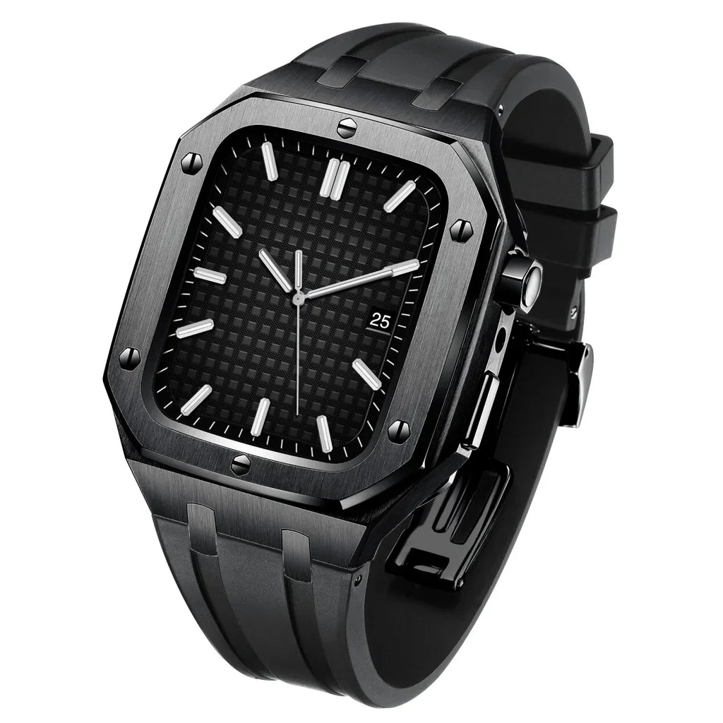 AP9009 silikonový řemínek s pouzdrem z nerezové oceli 316L pro Apple Watch