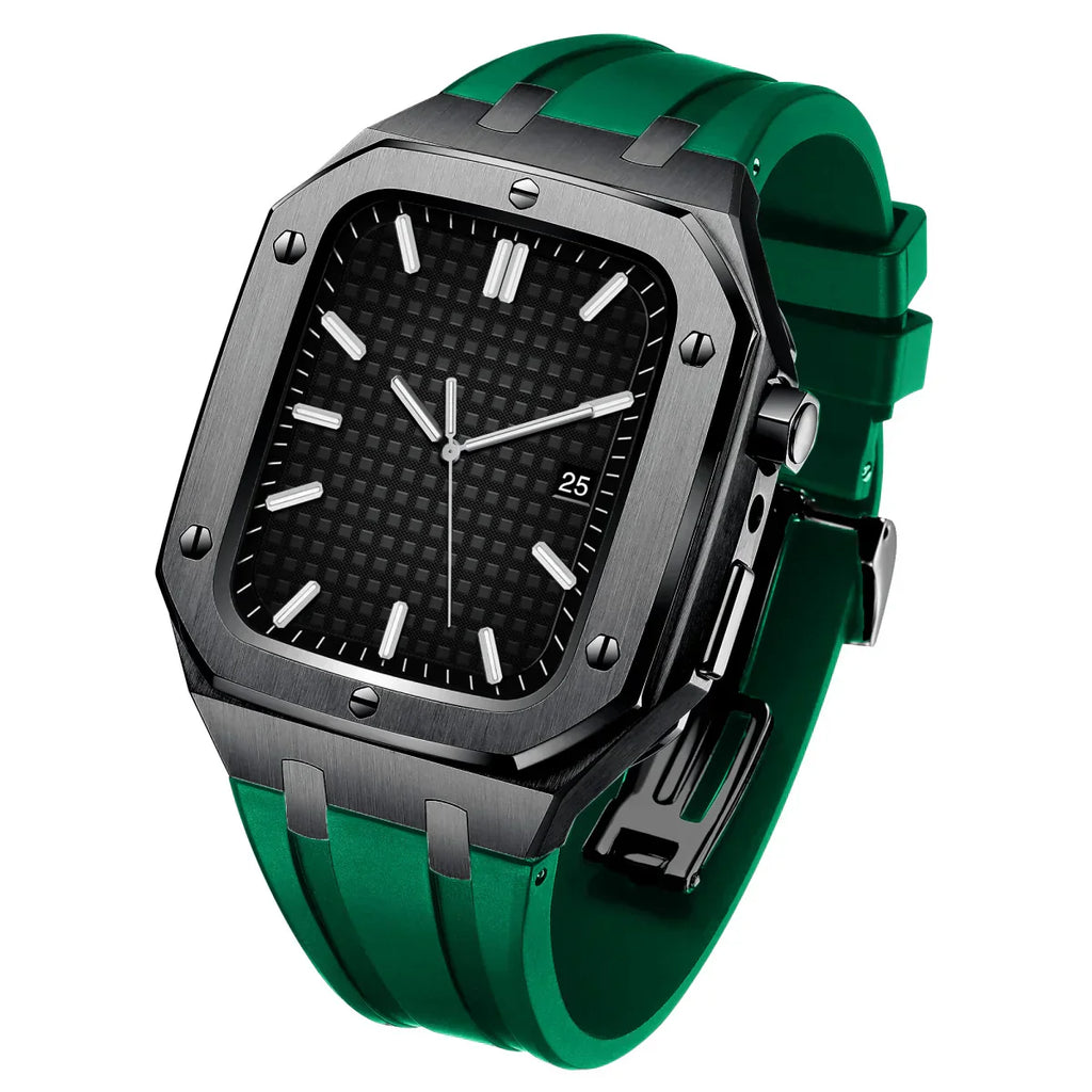 AP9009 silikonový řemínek s pouzdrem z nerezové oceli 316L pro Apple Watch