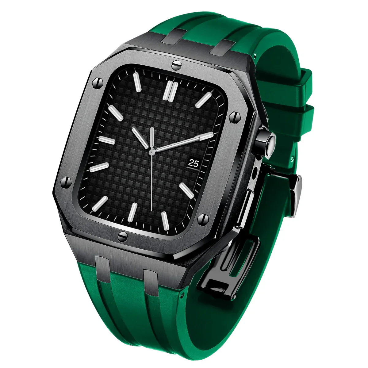 AP9009 silikonový řemínek s pouzdrem z nerezové oceli 316L pro Apple Watch