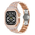 Luxuriöses Metall CrystalDiamond Gehäuse Armband für Apple Watch-44/45mm