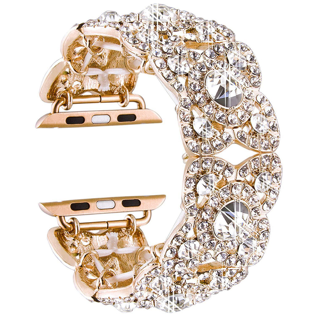 Pulseira de Metal com Diamantes e Flor para Apple Watch