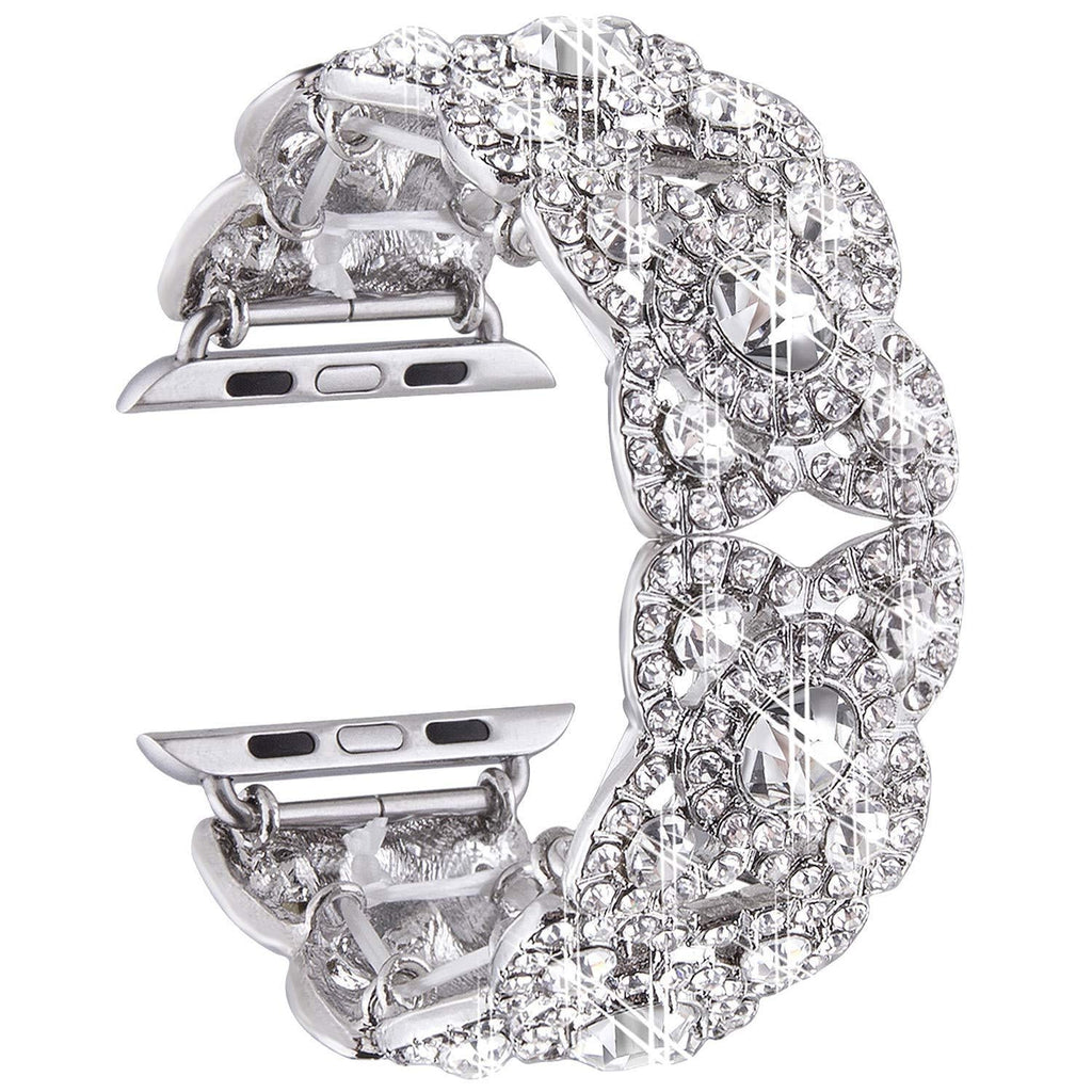 Pulseira de Metal com Diamantes e Flor para Apple Watch