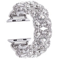 Pulseira de Metal com Diamantes e Flor para Apple Watch