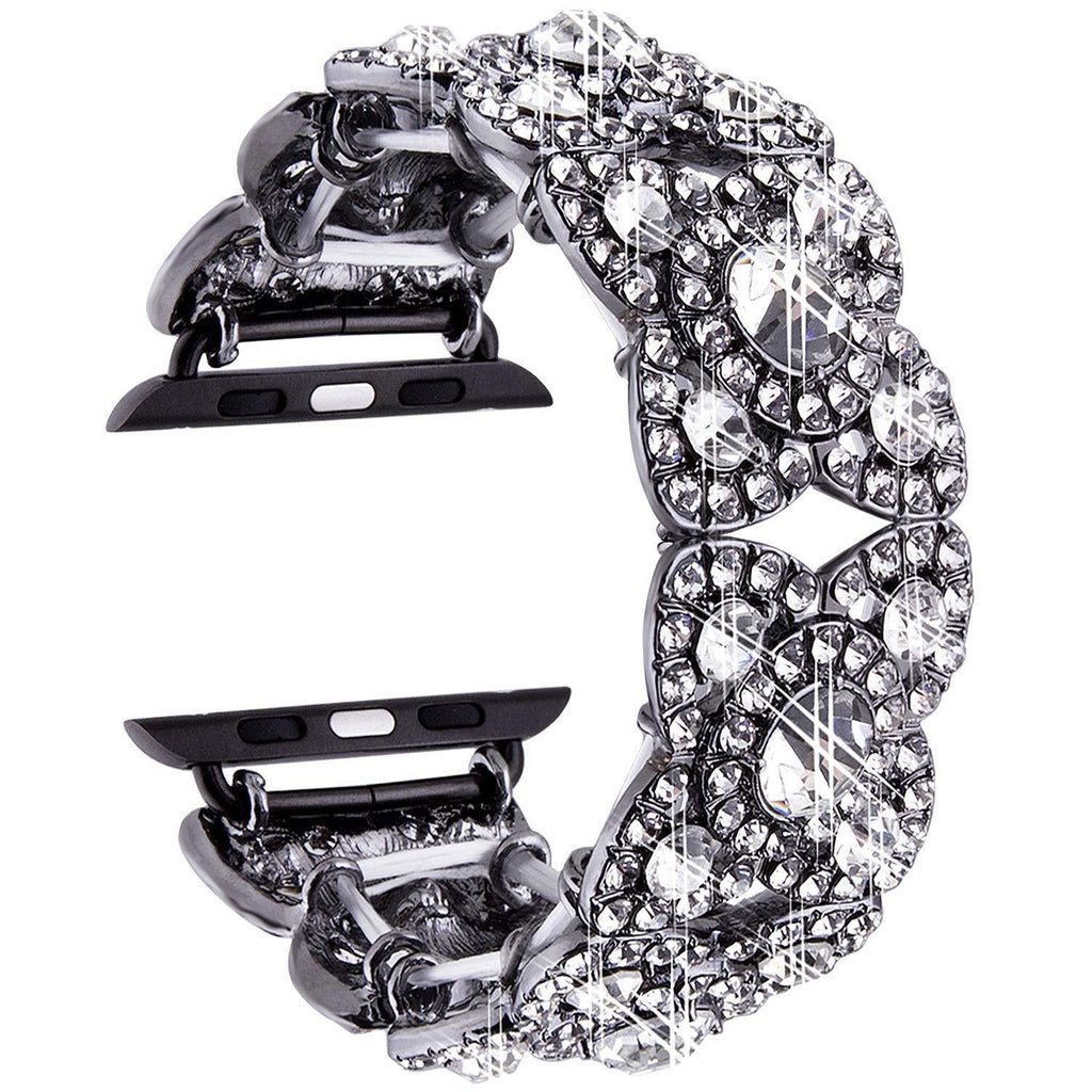 Pulseira de Metal com Diamantes e Flor para Apple Watch