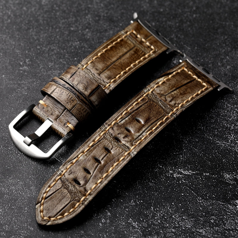 Håndlavet overfladelag i koskind læder Apple Watch rem