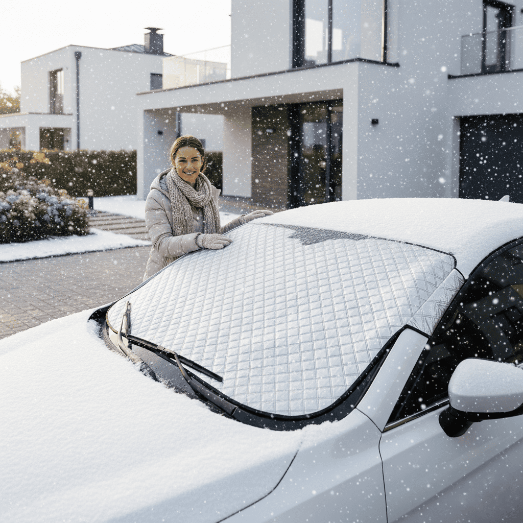 Protecție compactă pentru parbriz NimbusGuard, pentru sedanuri, SUV-uri și camionete, pentru protecție în orice anotimp