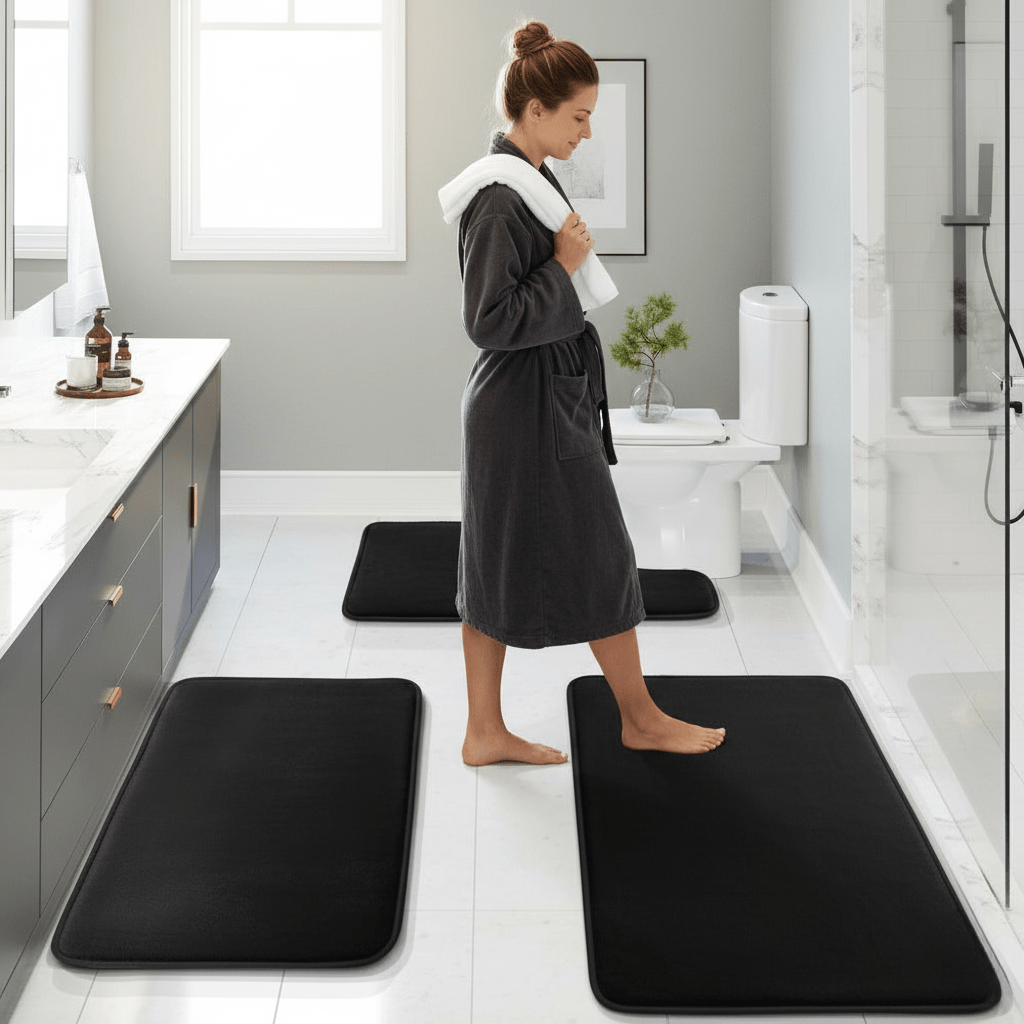 Set de alfombrillas de baño de espuma viscoelástica CalmNest, suaves y cómodas, con tejido de secado rápido para un spa en casa
