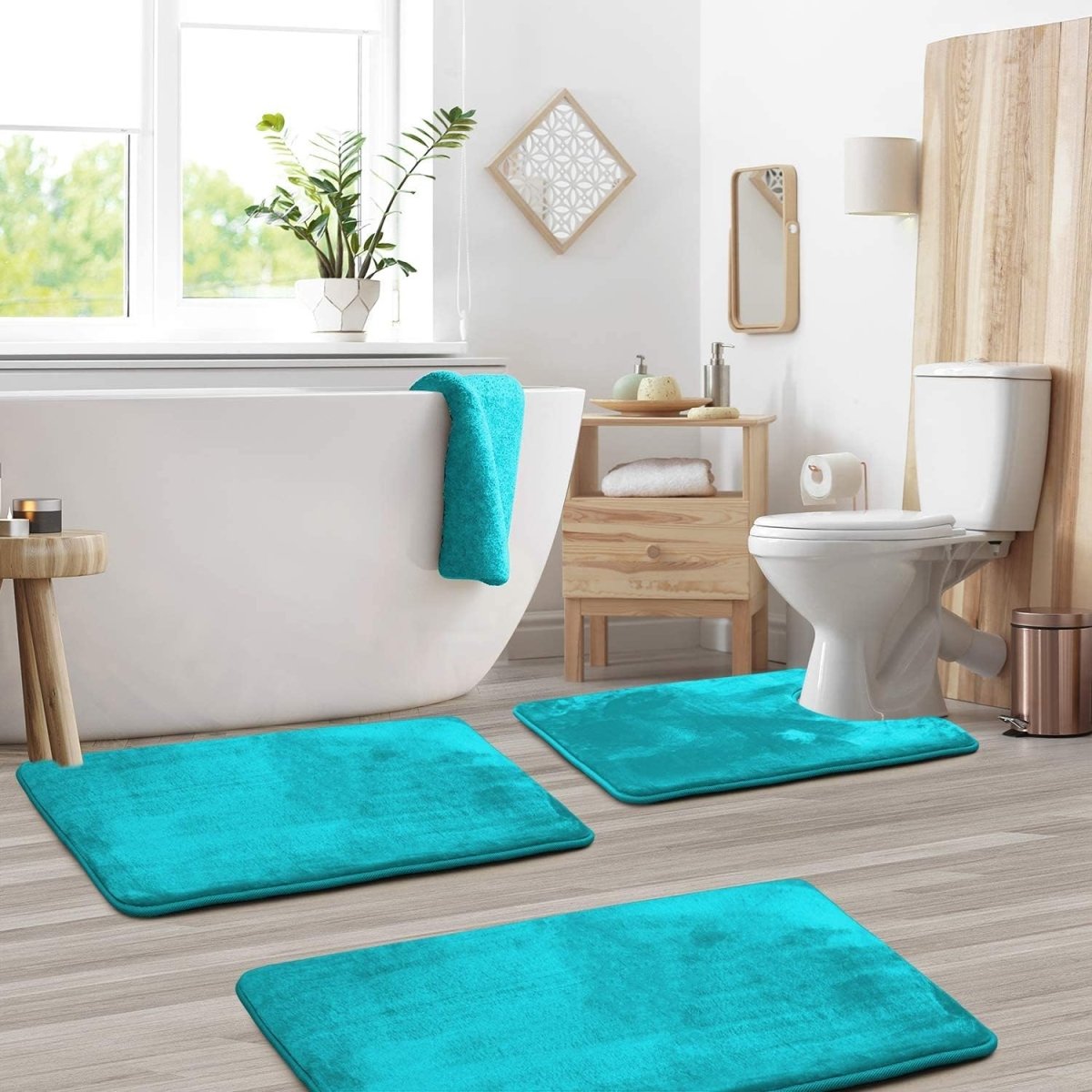 Set de alfombrillas de baño de espuma viscoelástica CalmNest, suaves y cómodas, con tejido de secado rápido para un spa en casa