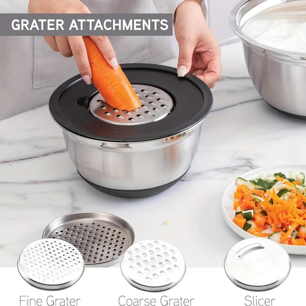 NovaMix Stainless Steel Mixing Bowls With Airtight Lids And Non Slip Bottoms