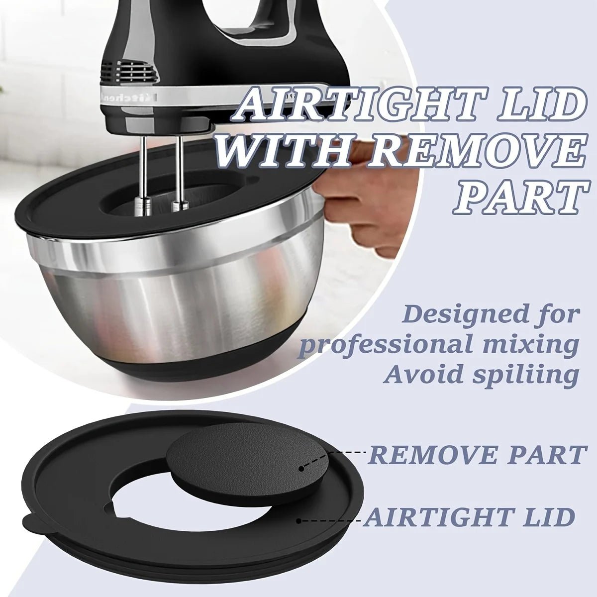 NovaMix Stainless Steel Mixing Bowls With Airtight Lids And Non Slip Bottoms