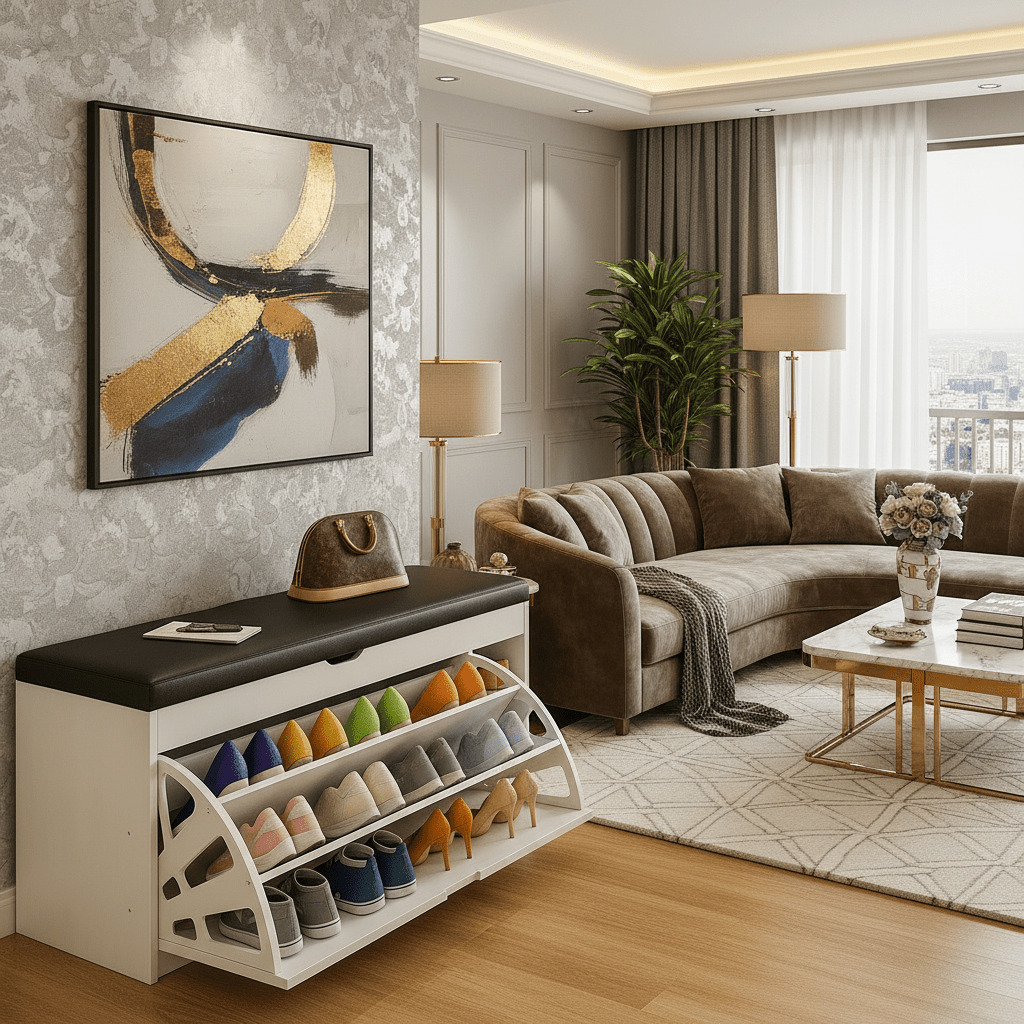 HavenBox 3-in-1-Schuhschrank mit Sitzbank und klappbarem Stauraum für Flure