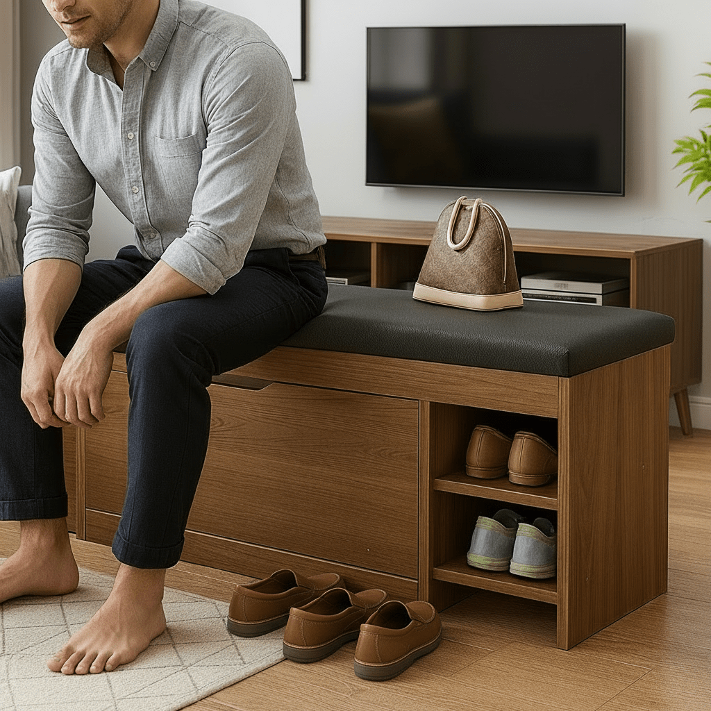 HavenBox 3-in-1-Schuhschrank mit Sitzbank und klappbarem Stauraum für Flure