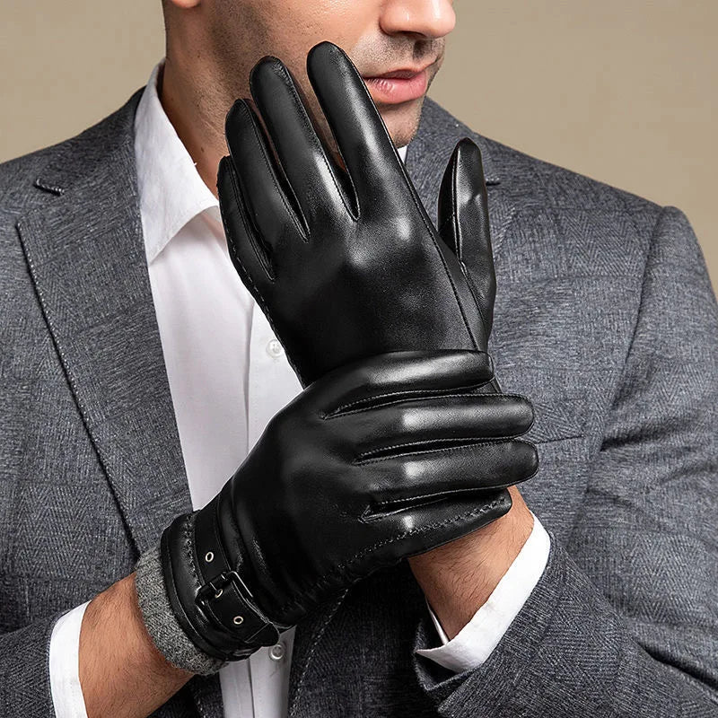 Läder Cashmere Manschett Handskar