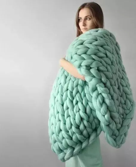 Couverture en laine tricotée épaisse pour chaque pièce, douce et chaude, parfaite pour le canapé et le lit