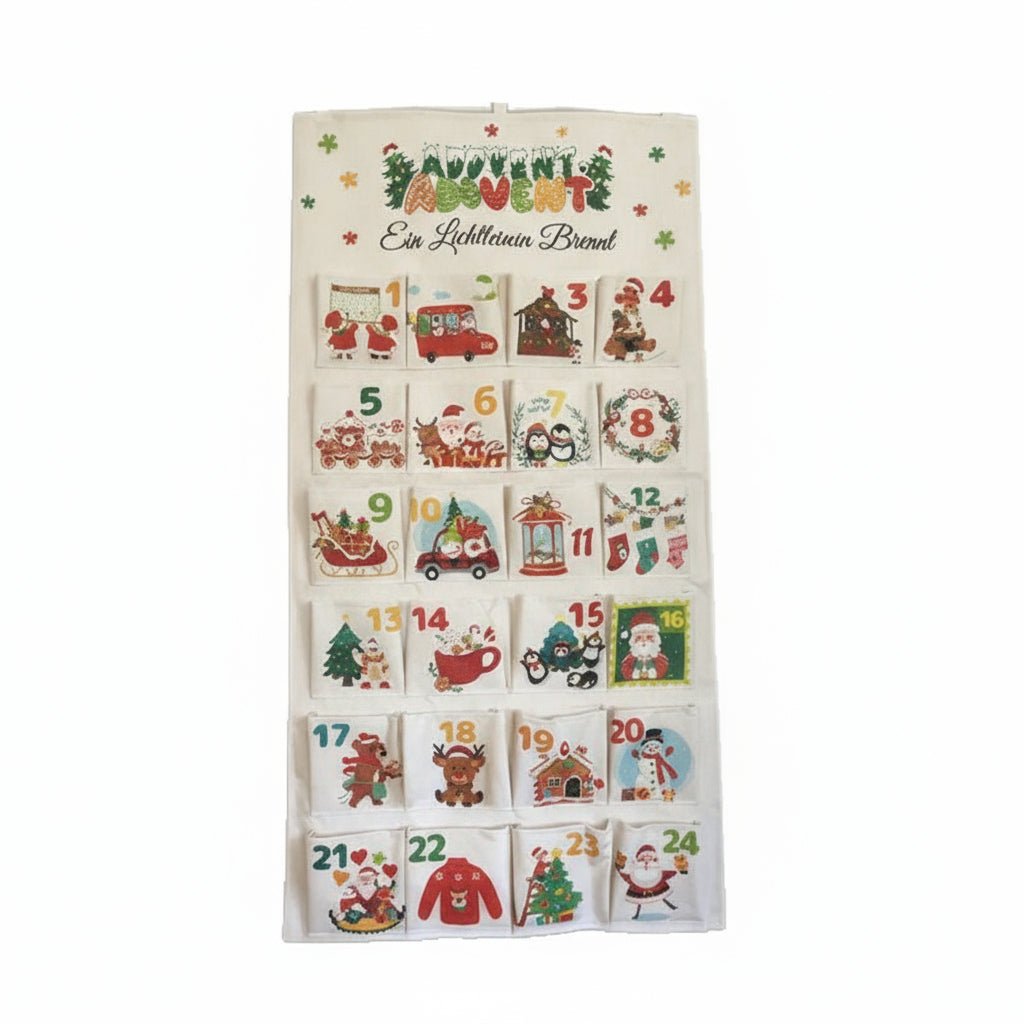 Calendário do Advento festivo de tecido DIY CraftNest com 24 bolsos para famílias