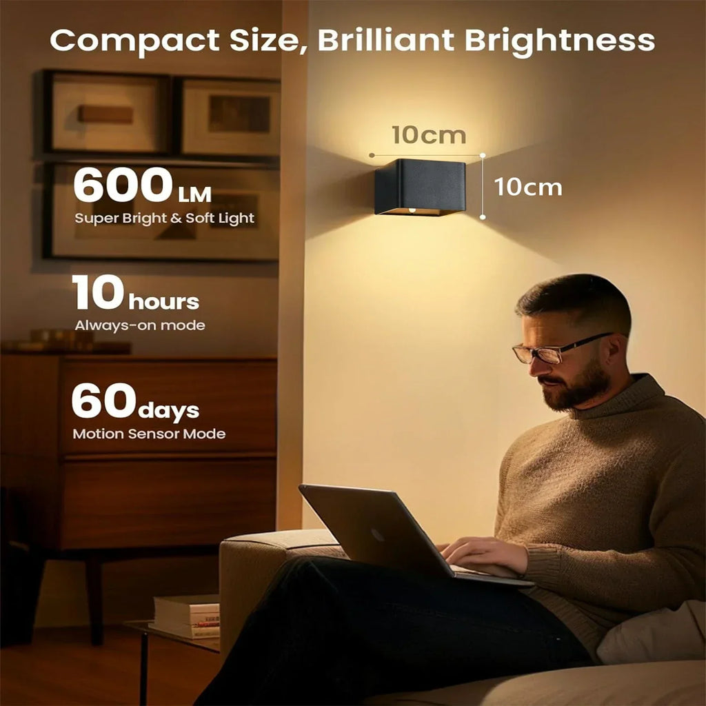 NovaGlow Lámpara de pared LED inalámbrica inteligente con sensor de movimiento y batería de 4000mAh para pasillos