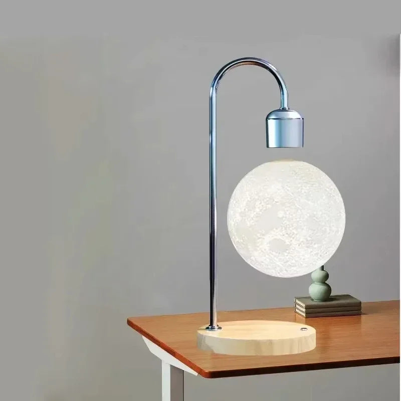 LED magnetisk levitationsmånelampe med trådløs opladning