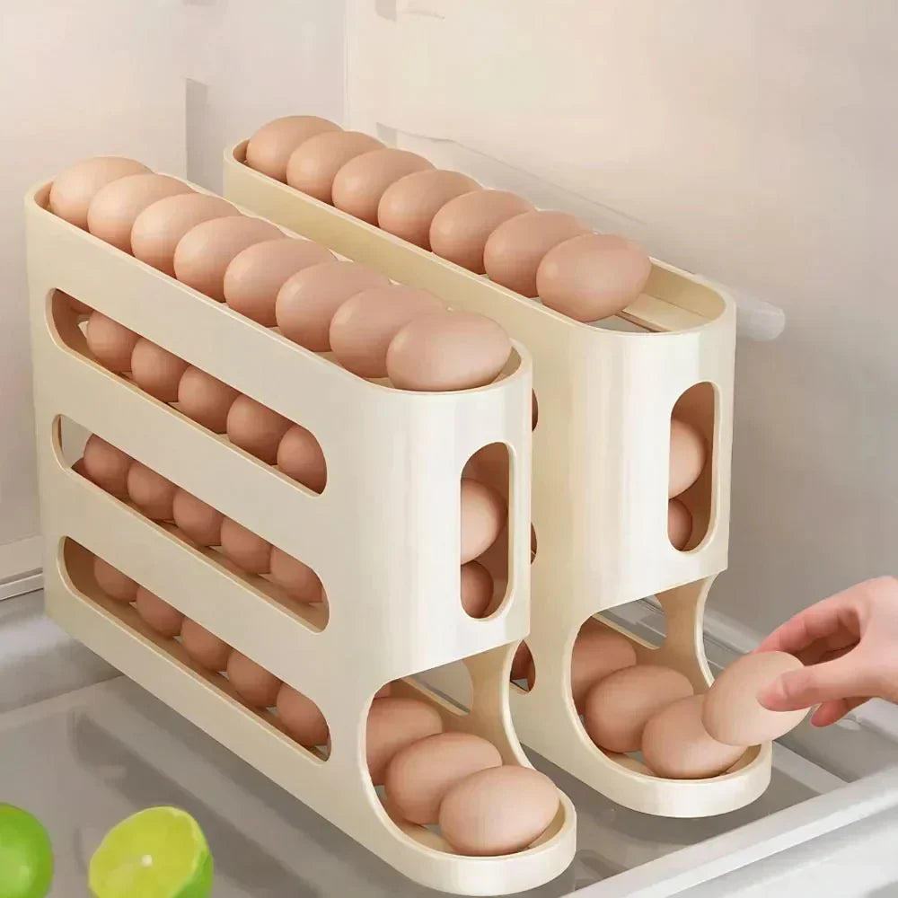 Dispenser automatico per uova AviaryNest a 4 livelli, salvaspazio, organizzatore per frigorifero per uso domestico