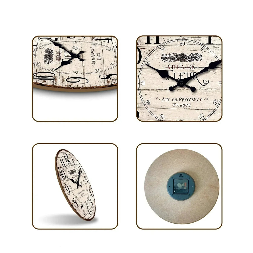 カントリータイム – チクタク音のしないラスティック壁掛け時計