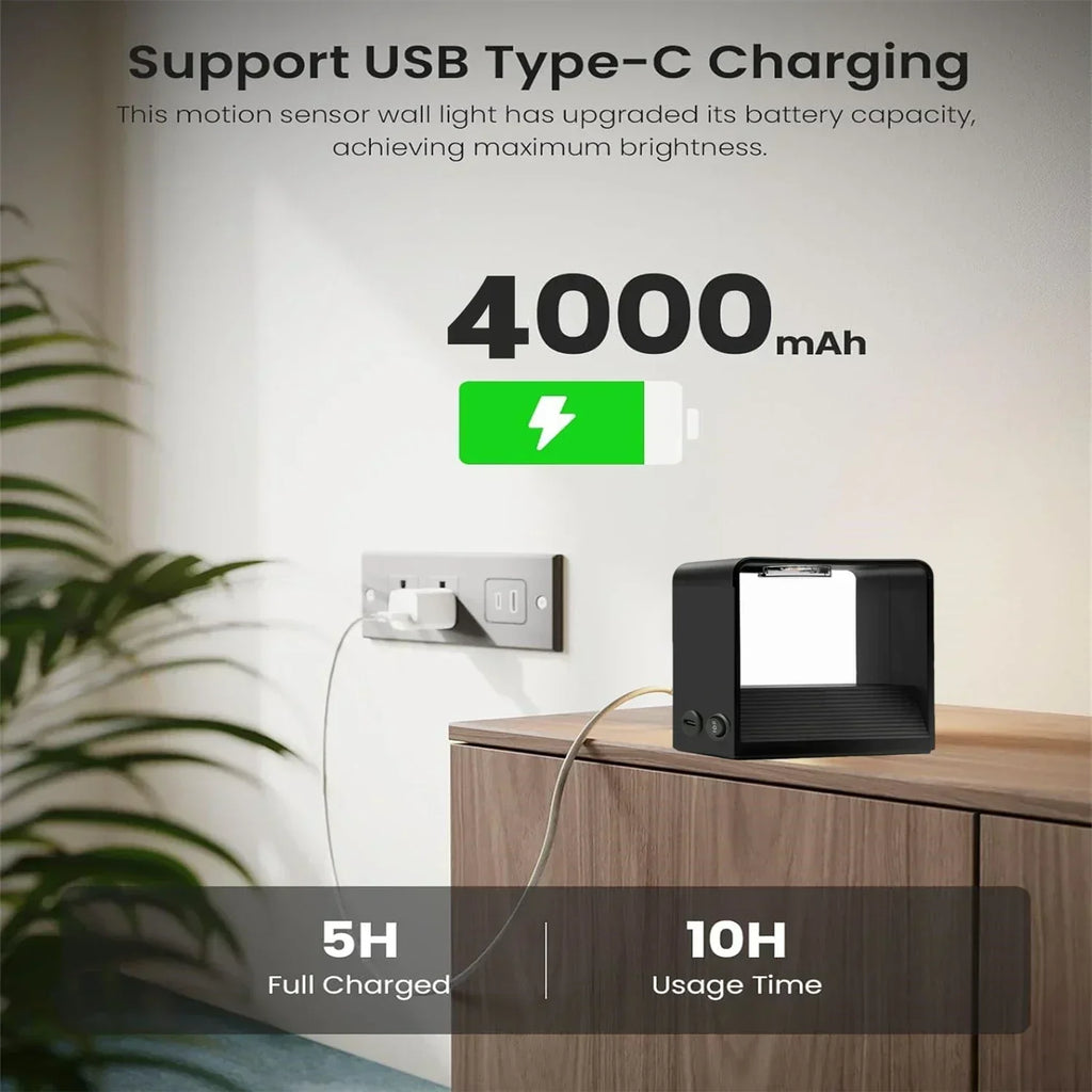 NovaGlow Lámpara de pared LED inalámbrica inteligente con sensor de movimiento y batería de 4000mAh para pasillos