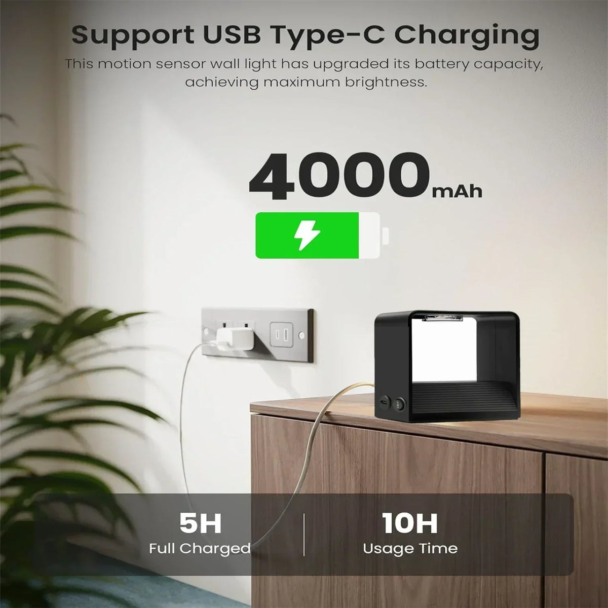 NovaGlow Lámpara de pared LED inalámbrica inteligente con sensor de movimiento y batería de 4000mAh para pasillos