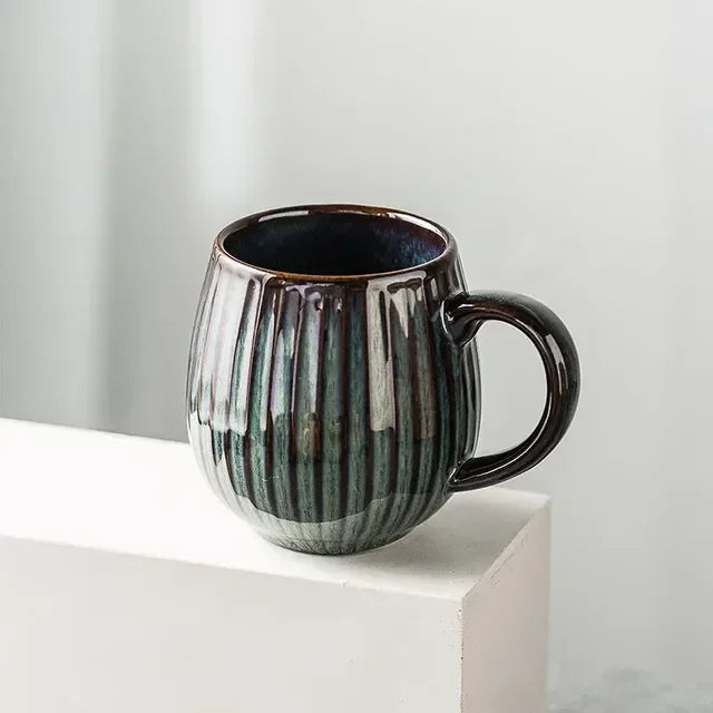 Tasse à café en céramique avec glaçure dégradée japonaise – Design élégant style rétro pour la maison et le bureau