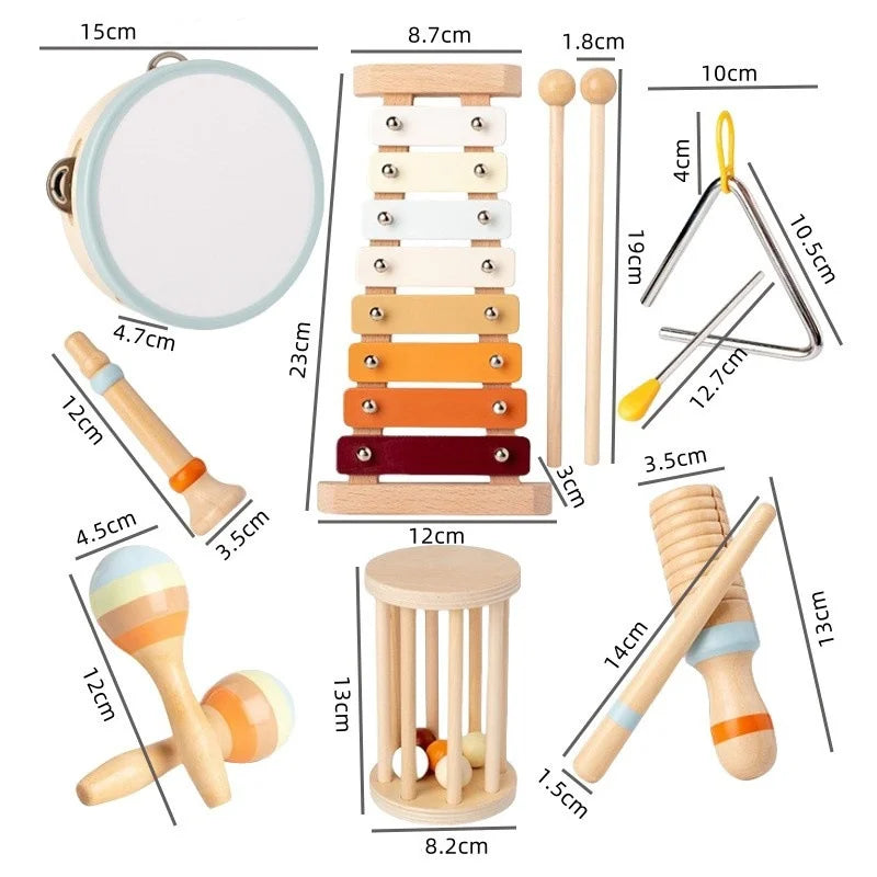 MelodyNest Holz-Montessori-Musikset für Kleinkinder mit gestimmtem Xylophon und Maracas