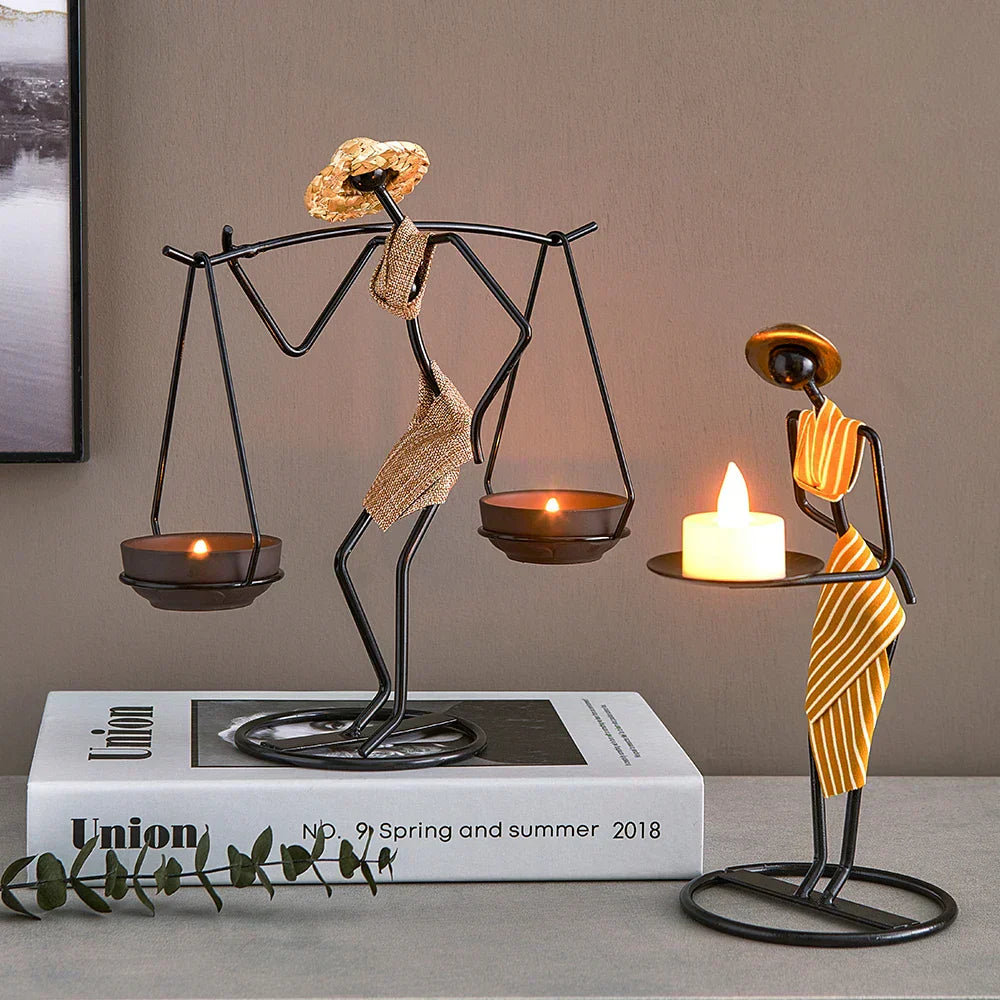 Eloria | Castiçal de Ferro em Forma de Mulher para Decoração Romântica e Luxuosa | Orntli