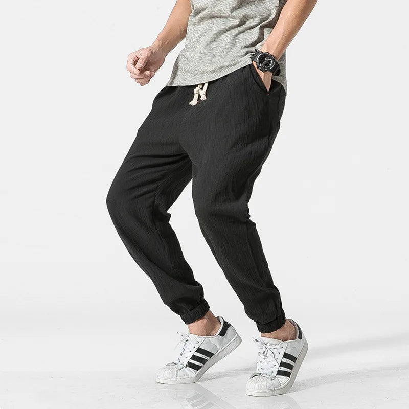 Pantaloni Harem Uomo in Cotone e Lino