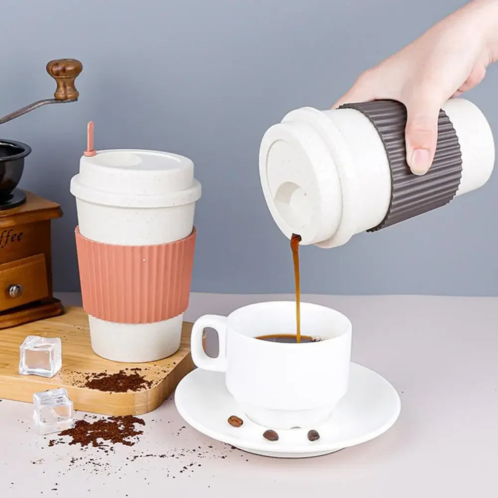 Värmetålig mugg med halkskyddande skyddshölje – kaffekopp och mjölkkopp med stor kapacitet och brännskydd