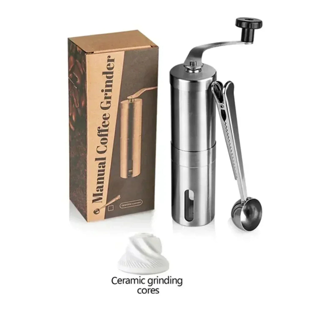 Macina caffè manuale in acciaio inox regolabile – macinino portatile per espresso con macine a 5 punte per una macinatura precisa