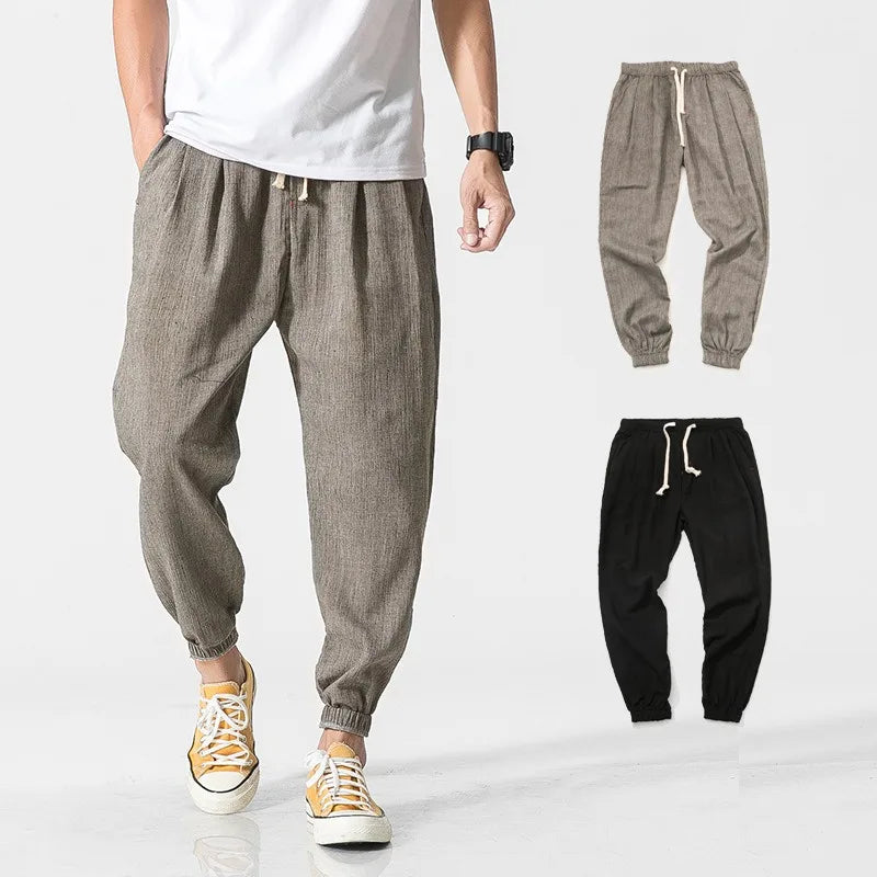 Pantaloni Harem Uomo in Cotone e Lino