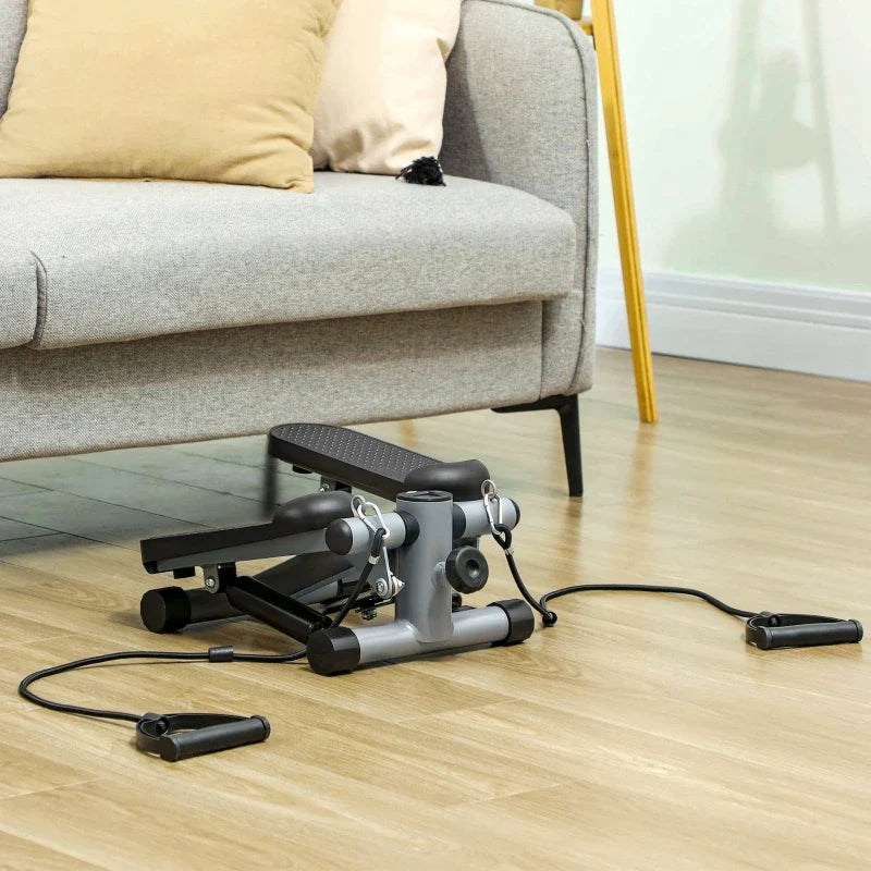 Mini stepper cvičební stroj - kompaktní domácí posilovna - nastavitelný odpor - šedý