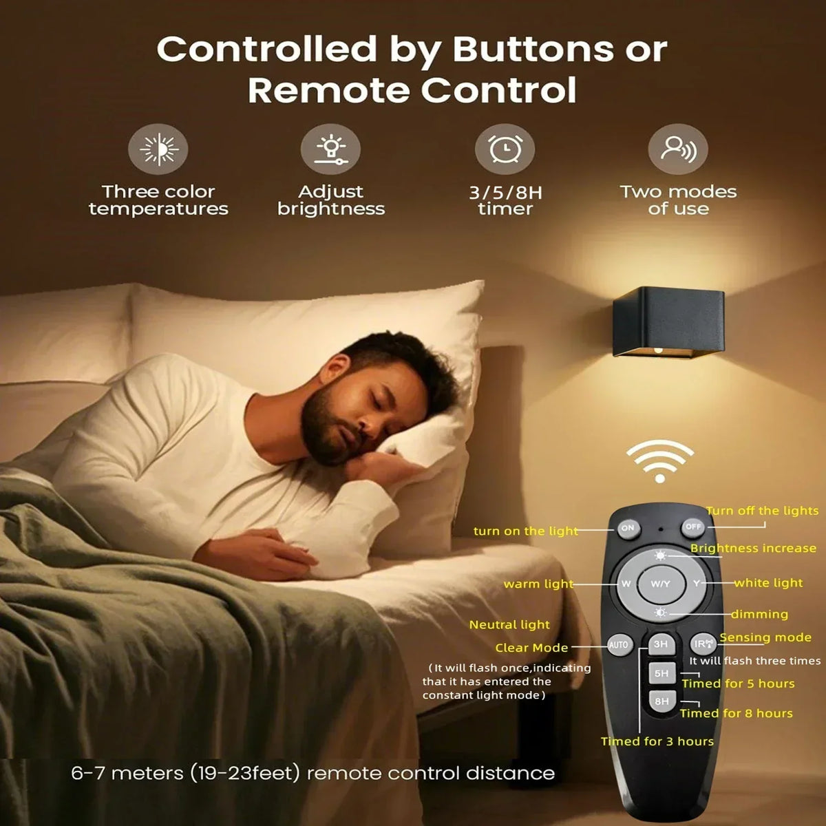 NovaGlow Lámpara de pared LED inalámbrica inteligente con sensor de movimiento y batería de 4000mAh para pasillos