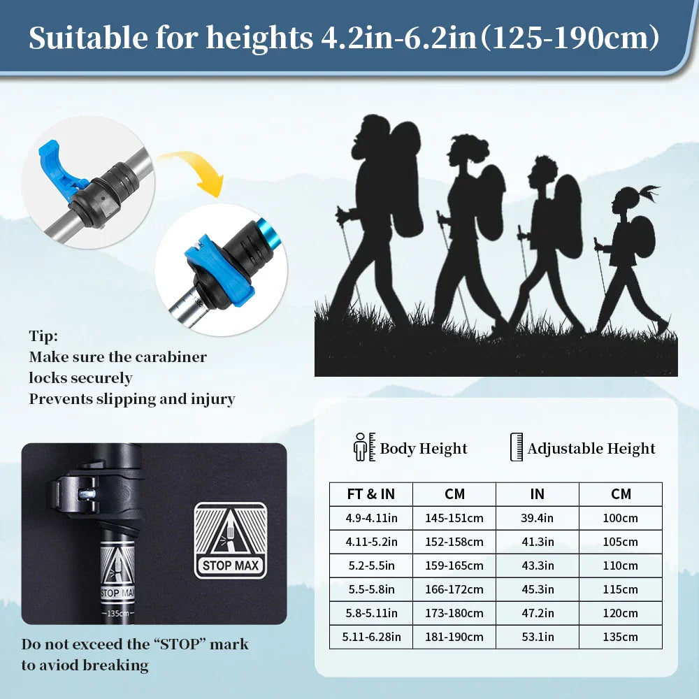 可调节登山杖，适用于徒步和户外探险