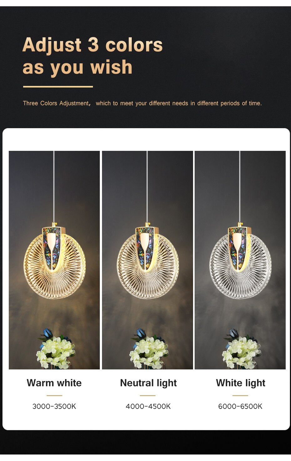 Lámpara colgante redonda de cristal con luz LED dorada de lujo DUN